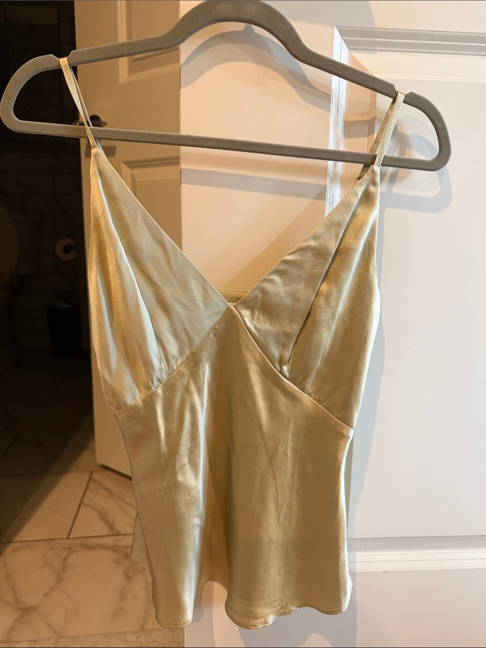 Silk V-Neck Cami Tank - pale green